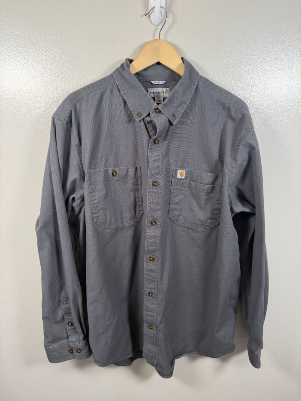 Carhartt Windham Relaxed Fit Button Up Canvas Shirt Size XL Gray Work Chore